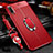 Soft Silicone Gel Leather Snap On Case Cover with Magnetic Finger Ring Stand for Huawei P Smart Pro (2019) Red