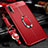 Soft Silicone Gel Leather Snap On Case Cover with Magnetic Finger Ring Stand for Huawei Y9s Red