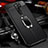 Soft Silicone Gel Leather Snap On Case Cover with Magnetic Finger Ring Stand for Oppo A5 (2020) Black