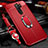 Soft Silicone Gel Leather Snap On Case Cover with Magnetic Finger Ring Stand for Oppo A5 (2020) Red