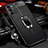 Soft Silicone Gel Leather Snap On Case Cover with Magnetic Finger Ring Stand for Oppo A56 5G Black