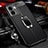 Soft Silicone Gel Leather Snap On Case Cover with Magnetic Finger Ring Stand for Oppo A56S 5G Black