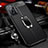 Soft Silicone Gel Leather Snap On Case Cover with Magnetic Finger Ring Stand for Oppo A76 Black