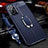 Soft Silicone Gel Leather Snap On Case Cover with Magnetic Finger Ring Stand for Oppo A76 Blue