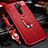 Soft Silicone Gel Leather Snap On Case Cover with Magnetic Finger Ring Stand for Oppo A9 (2020) Red