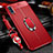 Soft Silicone Gel Leather Snap On Case Cover with Magnetic Finger Ring Stand for Samsung Galaxy A70 Red