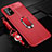 Soft Silicone Gel Leather Snap On Case Cover with Magnetic Finger Ring Stand for Samsung Galaxy M40S Red