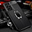 Soft Silicone Gel Leather Snap On Case Cover with Magnetic Finger Ring Stand for Samsung Galaxy S21 Ultra 5G Black