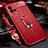 Soft Silicone Gel Leather Snap On Case Cover with Magnetic Finger Ring Stand for Vivo iQOO 8 5G Red