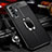 Soft Silicone Gel Leather Snap On Case Cover with Magnetic Finger Ring Stand for Vivo X50 5G Black