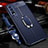 Soft Silicone Gel Leather Snap On Case Cover with Magnetic Finger Ring Stand for Vivo Y20s Blue