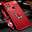 Soft Silicone Gel Leather Snap On Case Cover with Magnetic Finger Ring Stand for Xiaomi Redmi 10A 4G Red