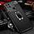 Soft Silicone Gel Leather Snap On Case Cover with Magnetic Finger Ring Stand for Xiaomi Redmi 9C Black