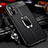 Soft Silicone Gel Leather Snap On Case Cover with Magnetic Finger Ring Stand for Xiaomi Redmi Note 11R 5G Black