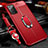 Soft Silicone Gel Leather Snap On Case Cover with Magnetic Finger Ring Stand N02 for Samsung Galaxy Note 20 5G Red