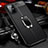 Soft Silicone Gel Leather Snap On Case Cover with Magnetic Finger Ring Stand S01 for OnePlus 8T 5G Black