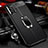 Soft Silicone Gel Leather Snap On Case Cover with Magnetic Finger Ring Stand S01 for Oppo A72 Black