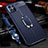 Soft Silicone Gel Leather Snap On Case Cover with Magnetic Finger Ring Stand S01 for Oppo A92s 5G Blue