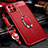 Soft Silicone Gel Leather Snap On Case Cover with Magnetic Finger Ring Stand S01 for Oppo A92s 5G Red
