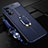 Soft Silicone Gel Leather Snap On Case Cover with Magnetic Finger Ring Stand S01 for Realme V5 5G Blue
