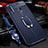 Soft Silicone Gel Leather Snap On Case Cover with Magnetic Finger Ring Stand S01 for Samsung Galaxy A20s Blue