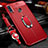 Soft Silicone Gel Leather Snap On Case Cover with Magnetic Finger Ring Stand S01 for Samsung Galaxy A20s Red