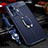 Soft Silicone Gel Leather Snap On Case Cover with Magnetic Finger Ring Stand S01 for Vivo X50 Pro 5G Blue