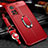 Soft Silicone Gel Leather Snap On Case Cover with Magnetic Finger Ring Stand S01 for Xiaomi Mi 10T 5G Red