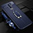 Soft Silicone Gel Leather Snap On Case Cover with Magnetic Finger Ring Stand S01 for Xiaomi Redmi 9 Blue