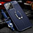 Soft Silicone Gel Leather Snap On Case Cover with Magnetic Finger Ring Stand S02 for Apple iPhone 13 Pro Blue