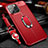 Soft Silicone Gel Leather Snap On Case Cover with Magnetic Finger Ring Stand S02 for Apple iPhone 14 Pro Max Red