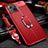 Soft Silicone Gel Leather Snap On Case Cover with Magnetic Finger Ring Stand S02 for Apple iPhone 14 Red