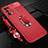 Soft Silicone Gel Leather Snap On Case Cover with Magnetic Finger Ring Stand S02 for Oppo Find X3 Lite 5G Red