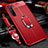 Soft Silicone Gel Leather Snap On Case Cover with Magnetic Finger Ring Stand S02 for Oppo K7 5G Red