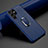 Soft Silicone Gel Leather Snap On Case Cover with Magnetic Finger Ring Stand S02 for Samsung Galaxy S21 Ultra 5G Blue