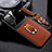 Soft Silicone Gel Leather Snap On Case Cover with Magnetic Finger Ring Stand S03 for Apple iPhone 13 Mini Brown