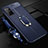 Soft Silicone Gel Leather Snap On Case Cover with Magnetic Finger Ring Stand S03 for Huawei Honor 30S Blue