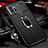 Soft Silicone Gel Leather Snap On Case Cover with Magnetic Finger Ring Stand S03 for Vivo iQOO 9 5G Black