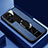 Soft Silicone Gel Leather Snap On Case Cover with Magnetic Finger Ring Stand S04 for Samsung Galaxy S21 Ultra 5G Blue