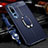 Soft Silicone Gel Leather Snap On Case Cover with Magnetic Finger Ring Stand S04 for Xiaomi Mi 10 Blue