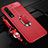 Soft Silicone Gel Leather Snap On Case Cover with Magnetic Finger Ring Stand S05 for Oppo Find X2 Pro Red