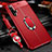 Soft Silicone Gel Leather Snap On Case Cover with Magnetic Finger Ring Stand T01 for Huawei Honor 20 Red