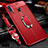 Soft Silicone Gel Leather Snap On Case Cover with Magnetic Finger Ring Stand T01 for Huawei Honor 20E Red