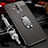 Soft Silicone Gel Leather Snap On Case Cover with Magnetic Finger Ring Stand T01 for Huawei Mate 20 Lite Gray