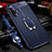 Soft Silicone Gel Leather Snap On Case Cover with Magnetic Finger Ring Stand T01 for Huawei Nova 5T Blue