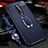 Soft Silicone Gel Leather Snap On Case Cover with Magnetic Finger Ring Stand T01 for OnePlus 8 Blue