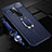 Soft Silicone Gel Leather Snap On Case Cover with Magnetic Finger Ring Stand T01 for OnePlus 8 Pro Blue