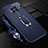 Soft Silicone Gel Leather Snap On Case Cover with Magnetic Finger Ring Stand T01 for Oppo Ace2 Blue