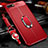Soft Silicone Gel Leather Snap On Case Cover with Magnetic Finger Ring Stand T01 for Oppo RX17 Neo Red