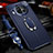 Soft Silicone Gel Leather Snap On Case Cover with Magnetic Finger Ring Stand T01 for Xiaomi Mi 10i 5G Blue